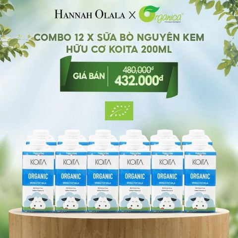  DEAL 14: COMBO 12 X SỮA BÒ NGUYÊN KEM HỮU CƠ KOITA 200ML 