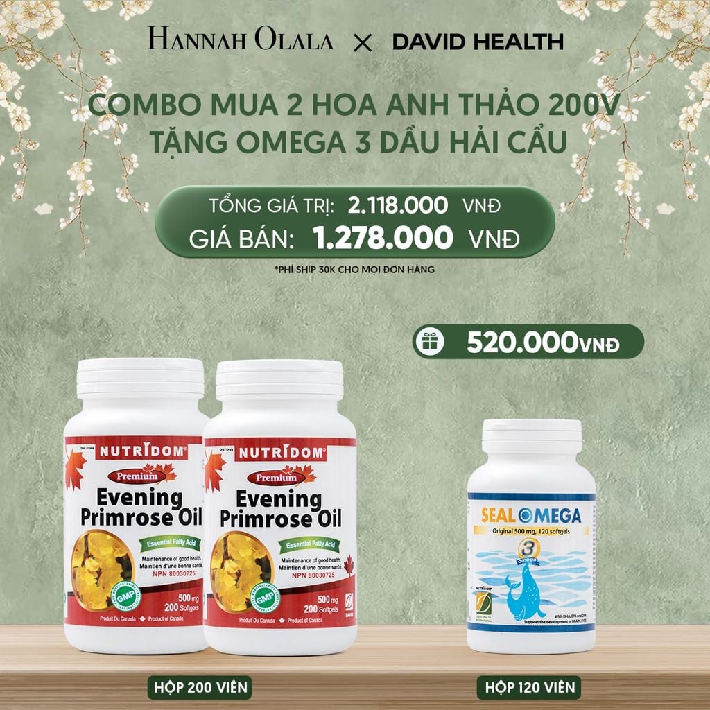  DEAL 13:[FLASH DEAL] MUA 2 HỘP DẦU HOA ANH THẢO CHIỀU (200 VIÊN) + TẶNG OMEGA 3 DẦU HẢI CẨU 