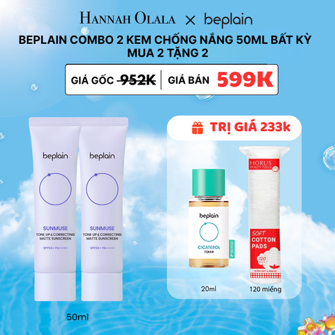  M48_DEAL 4C: COMBO 2 KEM CHỐNG NẮNG SUNMUSE TONE UP & CORRECTING MATTE SUNSCREEN SPF50+ PA++++ 50ML (MÀU TÍM NHẠT) 