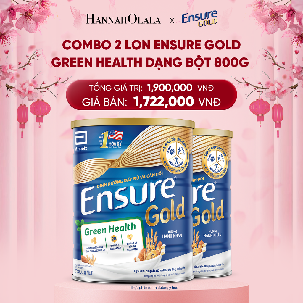  DEAL 6: COMBO 2 LON ENSURE GOLD GREEN HEALTH DẠNG BỘT 800G 