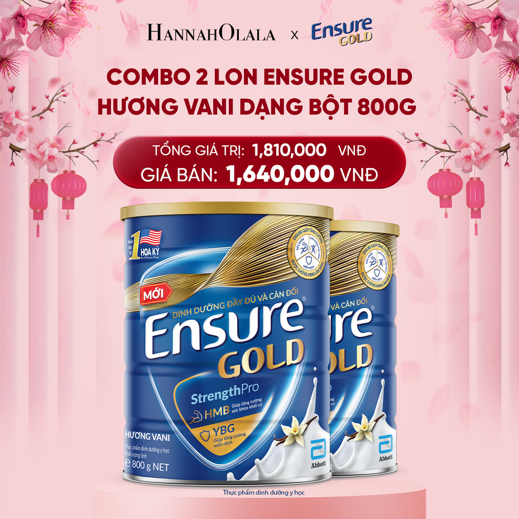  DEAL 4: COMBO 2 LON ENSURE GOLD HƯƠNG VANI DẠNG BỘT 800G 