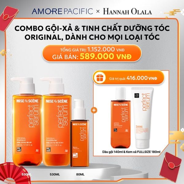  D11_DEAL 2: [FLASH DEAL] COMBO GỘI XẢ 530ML VÀ TINH CHẤT 80ML MISE EN SCENE PERFECT SERUM ORIGINAL DƯỠNG TÓC MỀM MƯỢT, HỖ TRỢ PHỤC HỒI TÓC HƯ TỔN 