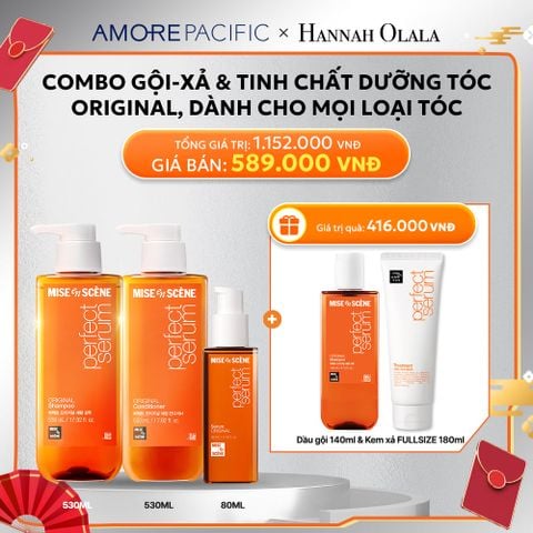  D11_DEAL 2: [FLASH DEAL] COMBO GỘI XẢ 530ML VÀ TINH CHẤT 80ML MISE EN SCENE PERFECT SERUM ORIGINAL DƯỠNG TÓC MỀM MƯỢT, HỖ TRỢ PHỤC HỒI TÓC HƯ TỔN 