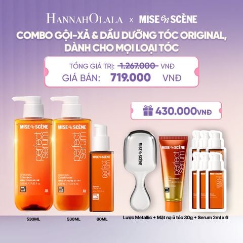  COMBO GỘI XẢ 530ML VÀ TINH CHẤT 80ML MISE EN SCENE PERFECT SERUM ORIGINAL DƯỠNG TÓC MỀM MƯỢT HỖ TRỢ PHỤC HỒI TÓC HƯ TỔN - A1680 