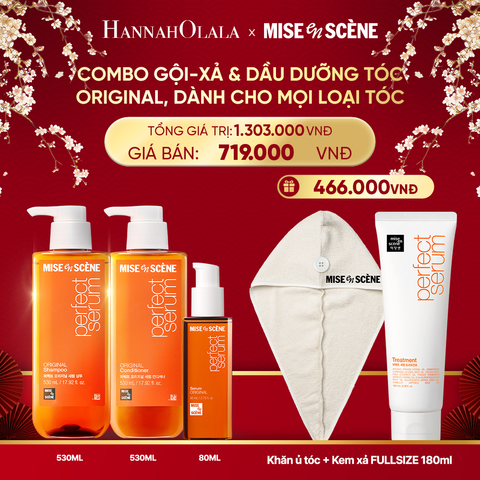  DEAL 2: COMBO GỘI XẢ 530ML VÀ TINH CHẤT 80ML MISE EN SCENE PERFECT SERUM ORIGINAL DƯỠNG TÓC MỀM MƯỢT, HỖ TRỢ PHỤC HỒI TÓC HƯ TỔN 