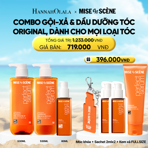  A1917_DEAL 2: COMBO GỘI XẢ 530ML VÀ TINH CHẤT 80ML MISE EN SCENE PERFECT SERUM ORIGINAL DƯỠNG TÓC MỀM MƯỢT, HỖ TRỢ PHỤC HỒI TÓC HƯ TỔN 