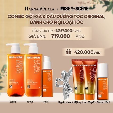  COMBO GỘI XẢ 530ML VÀ TINH CHẤT 80ML MISE EN SCENE PERFECT SERUM ORIGINAL DƯỠNG TÓC MỀM MƯỢT HỖ TRỢ PHỤC HỒI TÓC HƯ TỔN - A603 