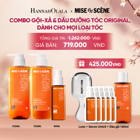  COMBO GỘI XẢ 530ML VÀ TINH CHẤT 80ML MISE EN SCENE PERFECT SERUM ORIGINAL DƯỠNG TÓC MỀM MƯỢT HỖ TRỢ PHỤC HỒI TÓC HƯ TỔN - A1134 