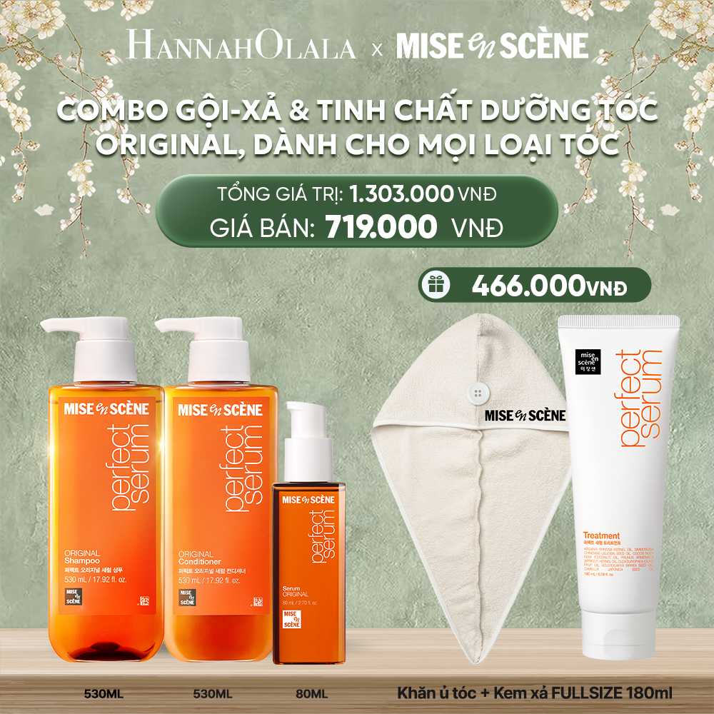  DEAL 2: COMBO GỘI XẢ 530ML VÀ TINH CHẤT 80ML MISE EN SCENE PERFECT SERUM ORIGINAL DƯỠNG TÓC MỀM MƯỢT, HỖ TRỢ PHỤC HỒI TÓC HƯ TỔN 