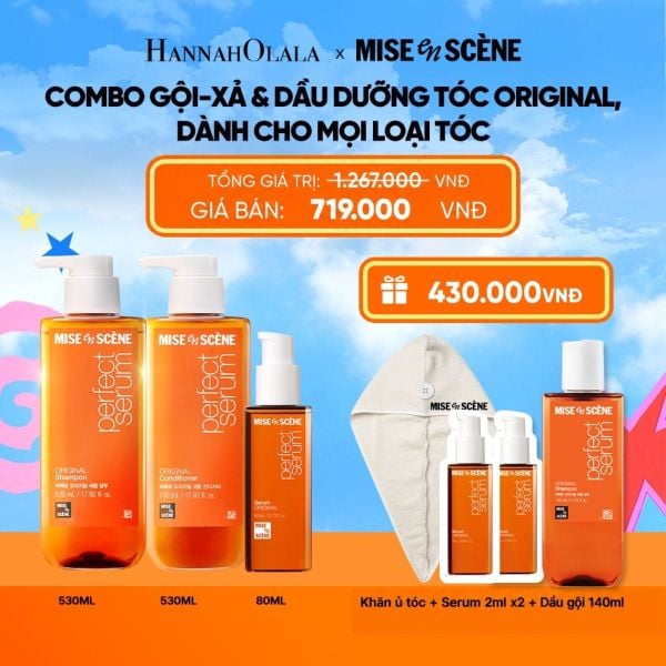  COMBO GỘI XẢ 530ML VÀ TINH CHẤT 80ML MISE EN SCENE PERFECT SERUM ORIGINAL DƯỠNG TÓC MỀM MƯỢT HỖ TRỢ PHỤC HỒI TÓC HƯ TỔN_K268 