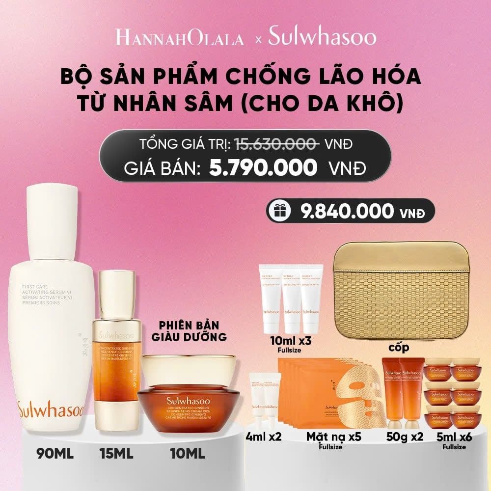  [PHÙ HỢP CHO DA KHÔ] SET SẢN PHẨM FIRST CARE 90ML + TINH CHẤT SÂM 15ML + KEM SÂM CÔ ĐẶC 10ML_A06 