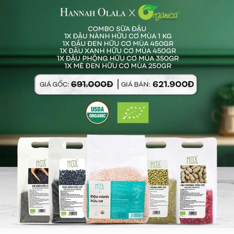  DEAL 17: COMBO SỮA ĐẬU: 1X ĐẬU NÀNH HỮU CƠ MÙA 1 KG, 1X ĐẬU ĐEN HỮU CƠ MÙA 450GR, 1X ĐẬU XANH HỮU CƠ MÙA 450GR, 1X ĐẬU PHỘNG HỮU CƠ MÙA 350GR, 1X MÈ ĐEN HỮU CƠ MÙA 250GR 