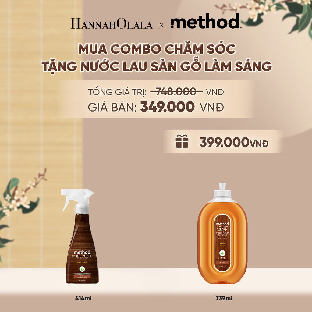  [MUA 1 TẶNG 1] COMBO CHĂM SÓC GỖ - NƯỚC XỊT ĐÁNH BÓNG VÀ LÀM SÁNG GỖ CHUYÊN DỤNG 414ML tặng NƯỚC LAU SÀN GỖ LÀM SÁNG 739ML - HƯƠNG HẠNH NHÂN - A2446 