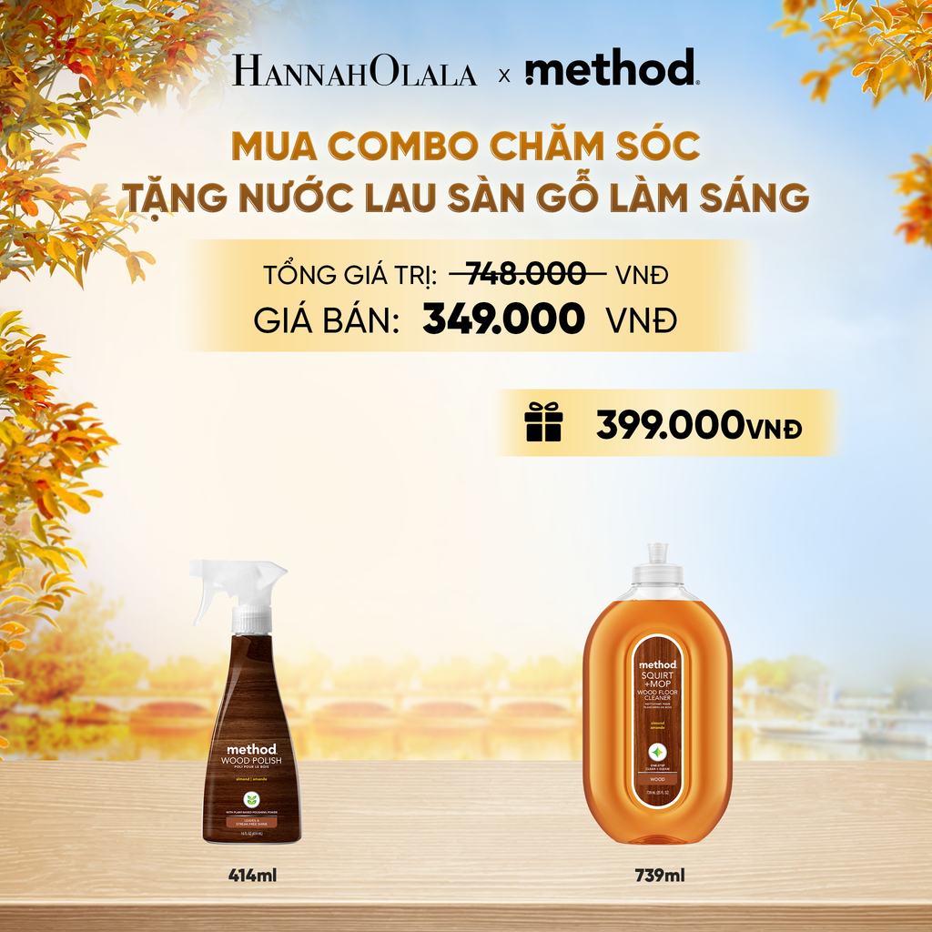  [MUA 1 TẶNG 1] COMBO CHĂM SÓC GỖ - NƯỚC XỊT ĐÁNH BÓNG VÀ LÀM SÁNG GỖ CHUYÊN DỤNG 414ML tặng NƯỚC LAU SÀN GỖ LÀM SÁNG 739ML - HƯƠNG HẠNH NHÂN - E1227 