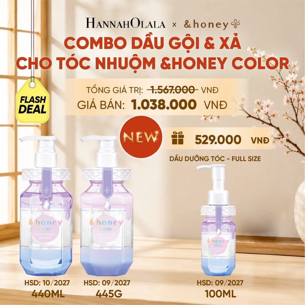  [NEW] COMBO DẦU GỘI VÀ XẢ BẢO VỆ TÓC NHUỘM CHUYÊN DỤNG CHO TÓC NHUỘM &HONEY COLOR 