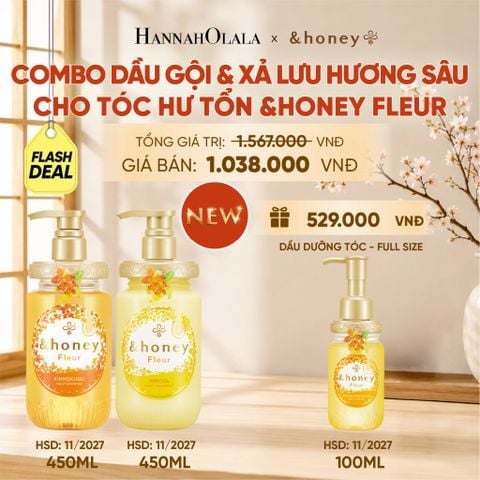  [NEW] COMBO DẦU GỘI VÀ XẢ LƯU HƯƠNG SÂU CHO TÓC HƯ TỔN &HONEY FLEUR 