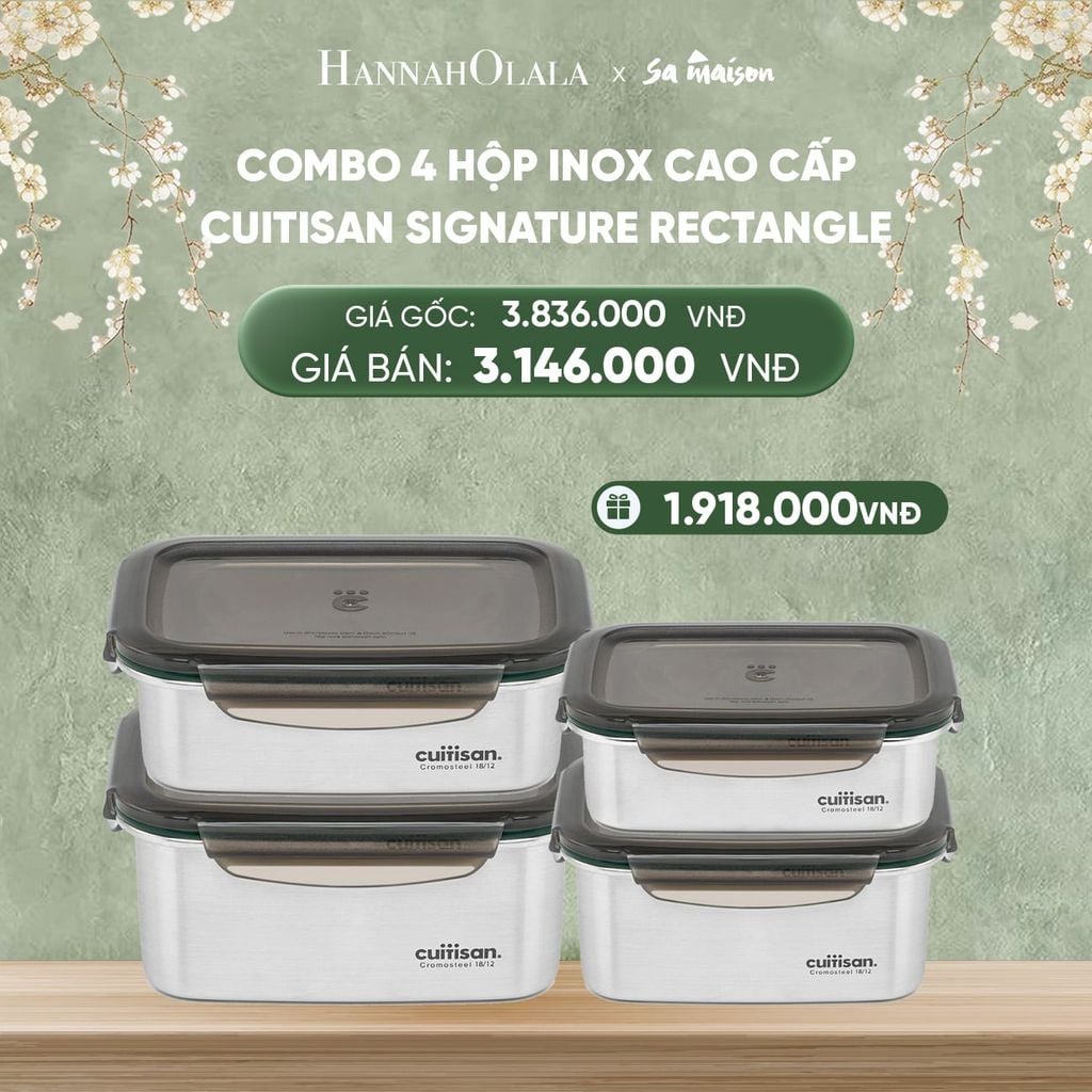  DEAL 17: HỘP INOX CAO CẤP CUITISAN SIGNATURE RECTANGLE INOX 316 