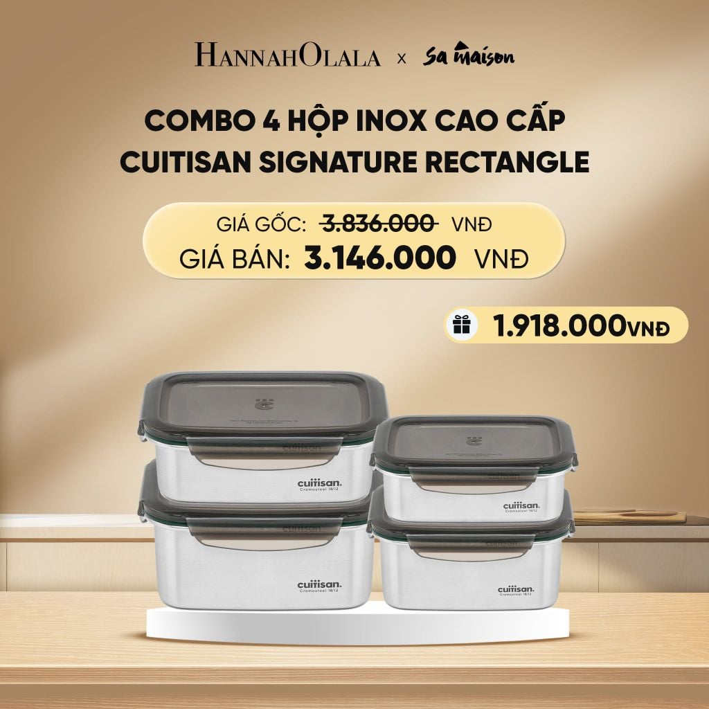  DEAL 17: HỘP INOX CAO CẤP CUITISAN SIGNATURE RECTANGLE INOX 316 