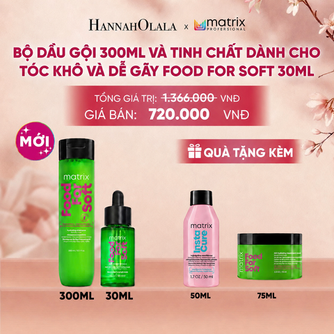  BỘ DẦU GỘI 300ML VÀ TINH CHẤT DÀNH CHO TÓC KHÔ VÀ DỄ GÃY FOOD FOR SOFT 30ML 