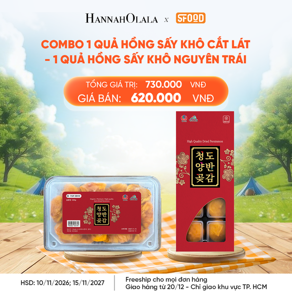  DEAL 22: COMBO 1 QUẢ HỒNG SẤY KHÔ CẮT LÁT - 1 QUẢ HỒNG SẤY KHÔ NGUYÊN TRÁI [GIAO HÀNG TỪ 20/12 - CHỈ GIAO KHU VỰC TP.HCM] 