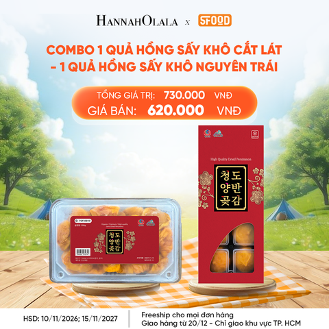  DEAL 22: COMBO 1 QUẢ HỒNG SẤY KHÔ CẮT LÁT - 1 QUẢ HỒNG SẤY KHÔ NGUYÊN TRÁI [GIAO HÀNG TỪ 20/12 - CHỈ GIAO KHU VỰC TP.HCM] 