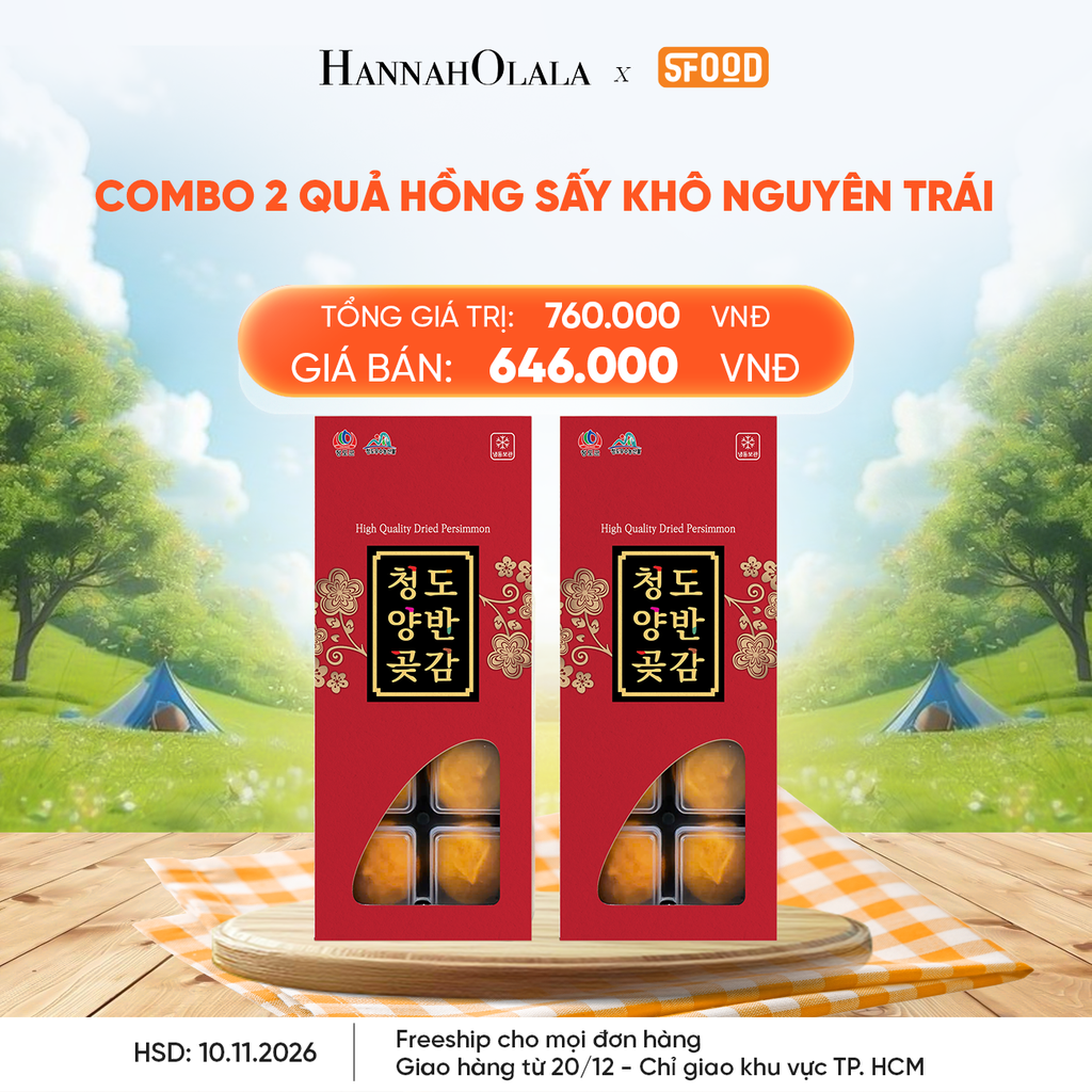  DEAL 21: COMBO 2 QUẢ HỒNG SẤY KHÔ NGUYÊN TRÁI [GIAO HÀNG TỪ 20/12 - CHỈ GIAO KHU VỰC TP.HCM] 