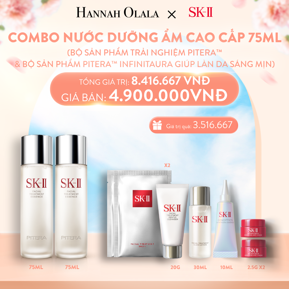  A756_DEAL 8: COMBO NƯỚC DƯỠNG ẨM CAO CẤP 75ML (BỘ SẢN PHẨM TRẢI NGHIỆM ĐẦU TIÊN SK-II PITERA™ & BỘ SẢN PHẨM SK-II PITERA™ INFINITAURA THIẾT YẾU GIÚP LÀN DA SÁNG MỊN) 