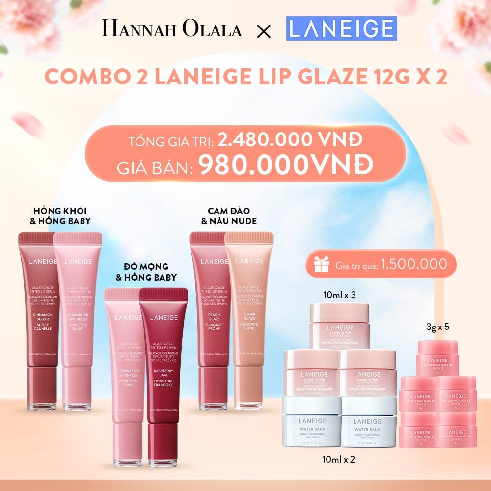  A428_DEAL 14: COMBO 2 SON DƯỠNG CÓ MÀU LANEIGE LIP CRAZE SERUM 12GX2 (Chọn Màu) 