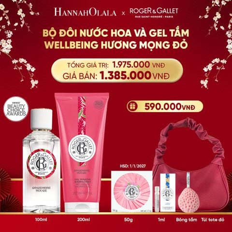  DEAL 3: COMBO LƯU HƯƠNG WELBEING ROGER&GALLLET: Nước hoa 100ml & Gel tắm 200ml 