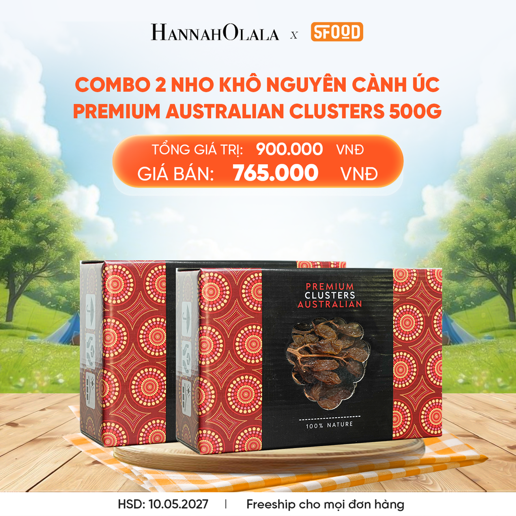  DEAL 4: COMBO 2 NHO KHÔ NGUYÊN CÀNH ÚC PREMIUM AUSTRALIAN CLUSTERS 500g 