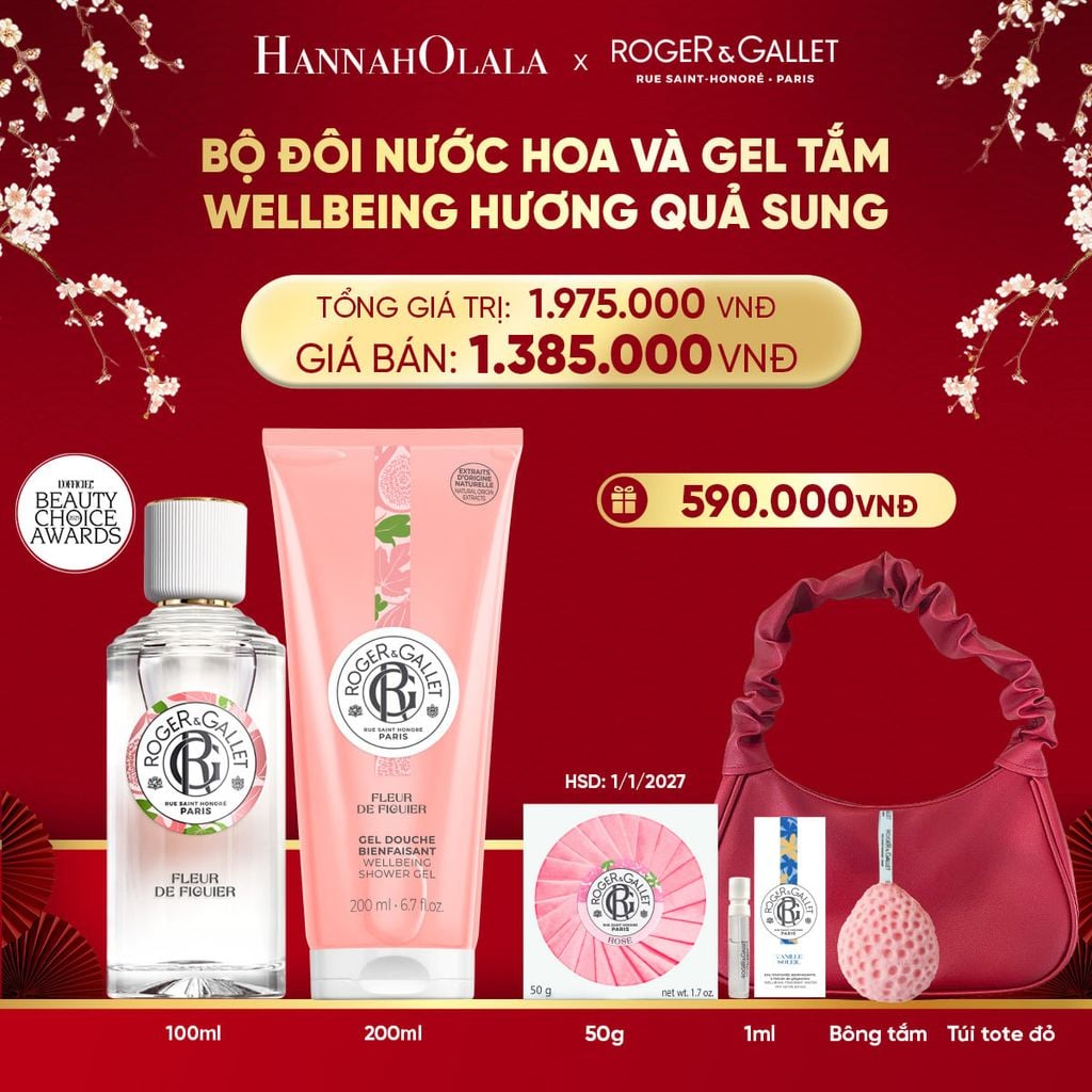 DEAL 3: COMBO LƯU HƯƠNG WELBEING ROGER&GALLLET: Nước hoa 100ml & Gel tắm 200ml 