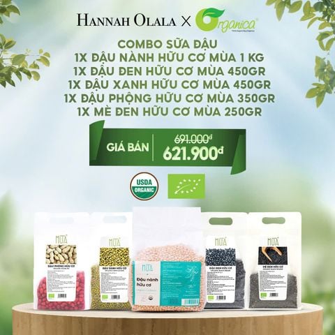  DEAL 16: COMBO SỮA ĐẬU 1 X ĐẬU NÀNH HỮU CƠ MÙA 1 KG1 X ĐẬU ĐEN HỮU CƠ MÙA 450GR1 X ĐẬU XANH HỮU CƠ MÙA 450GR1 X ĐẬU PHỘNG HỮU CƠ MÙA 350GR1 X MÈ ĐEN HỮU CƠ MÙA 250GR 