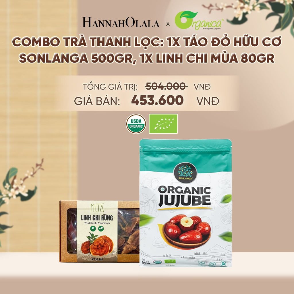  COMBO TRÀ THANH LỌC: TÁO ĐỎ HỮU CƠ SONLANGA 500GR; 1X LINH CHI MÙA 80GR - A1493 