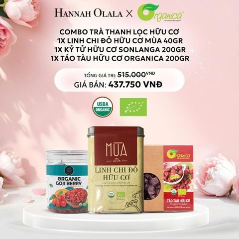  E161: DEAL 19: COMBO TRÀ THANH LỌC HỮU CƠ: 1X LINH CHI ĐỎ HỮU CƠ MÙA 40GR, 1X KỶ TỬ HỮU CƠ SONLANGA 200GR, 1X TÁO TÀU HỮU CƠ ORGANICA 200GR 