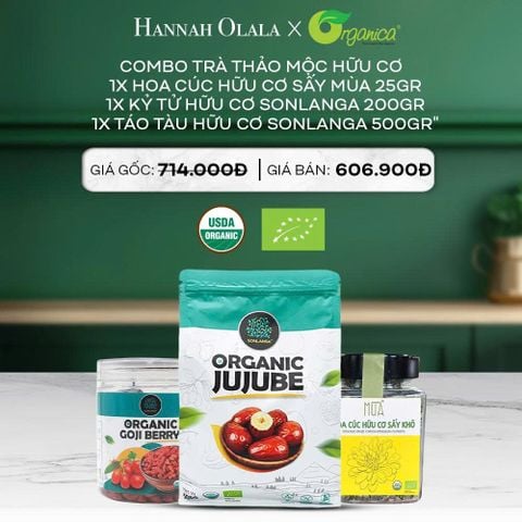  DEAL 20: COMBO TRÀ THẢO MỘC HỮU CƠ: 1X HOA CÚC HỮU CƠ SẤY MÙA 25GR, 1X KỶ TỬ HỮU CƠ SONLANGA 200GR, 1X TÁO TÀU HỮU CƠ SONLANGA 500GR 