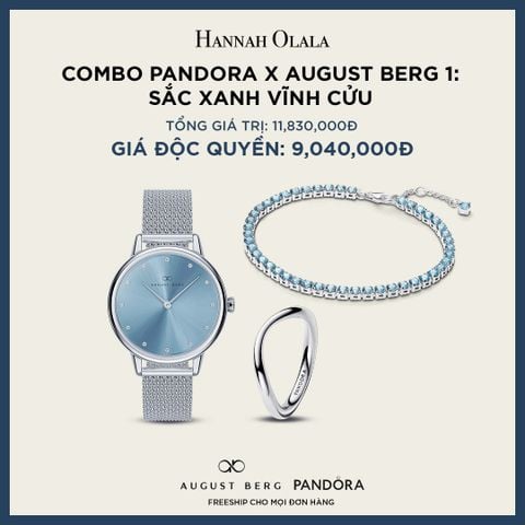  A206_DEAL 157: COMBO PANDORA X AUGUST BERG 1: SẮC XANH VĨNH CỬU [ 1 ĐỒNG HỒ & 1 VÒNG TAY & 1 NHẪN ] 