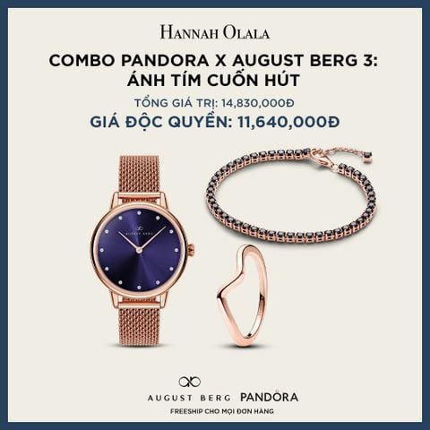  A208_DEAL 158: COMBO PANDORA X AUGUST BERG 3: ÁNH TÍM CUỐN HÚT [ 1 ĐỒNG HỒ & 1 VÒNG TAY & 1 NHẪN ] 