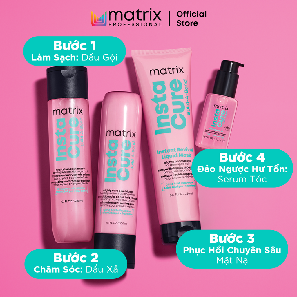  BỘ DẦU GỘI VÀ DẦU XẢ CHĂM SÓC, PHỤC HỒI TÓC MATRIX INSTACURE BUILD-A-BOND 300ML - D28 
