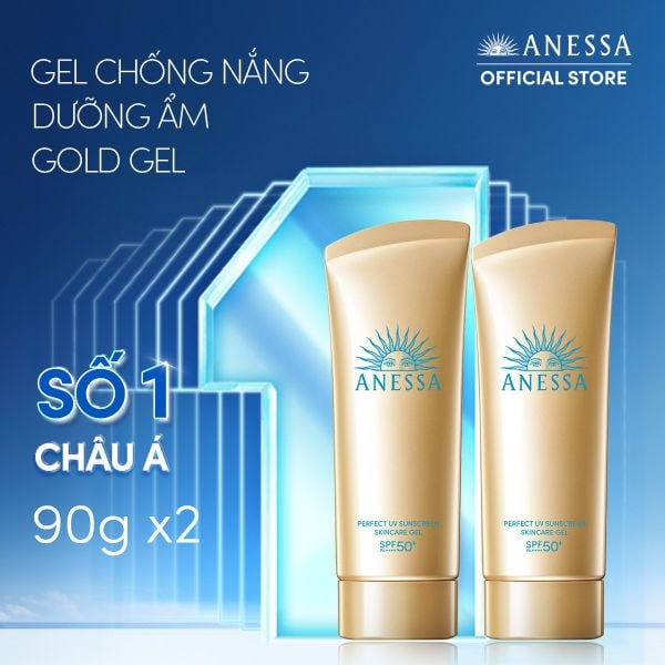  A3_DEAL 11: COMBO GEL CHỐNG NẮNG DƯỠNG DA DƯỠNG ẨM BẢO VỆ HOÀN HẢO ANESSA GOLD GEL SPF50+ PA++++ 90GX2 