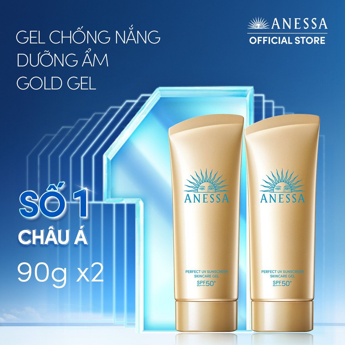  A3_DEAL 11: COMBO GEL CHỐNG NẮNG DƯỠNG DA DƯỠNG ẨM BẢO VỆ HOÀN HẢO ANESSA GOLD GEL SPF50+ PA++++ 90GX2 