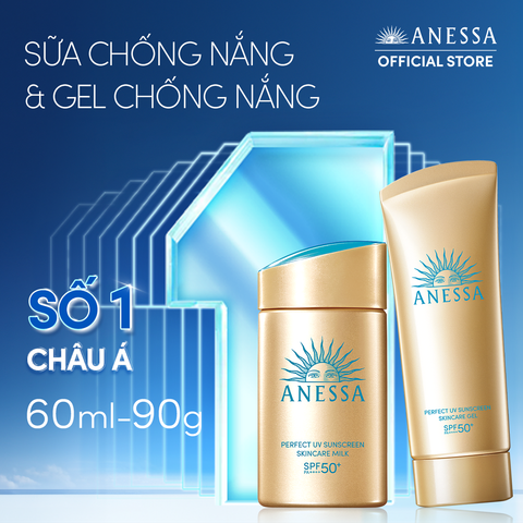  A1_ DEAL 1: COMBO SỮA CHỐNG NẮNG & GEL CHỐNG NẮNG BẢO VỆ HOÀN HẢO CHO MẶT - TOÀN THÂN ANESSA GOLD MILK 60ML + GOLD GEL 90G 
