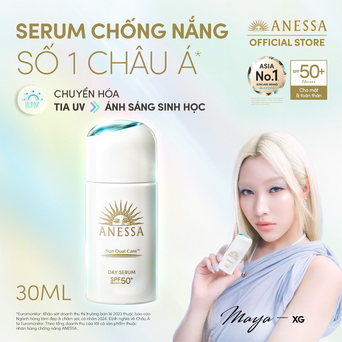  A13_DEAL 20: SERUM CHỐNG NẮNG DƯỠNG DA NÂNG TÔNG NGĂN NGỪA LÃO HÓA ANESSA DAY SERUM SPF50+ PA++++ 30ML 