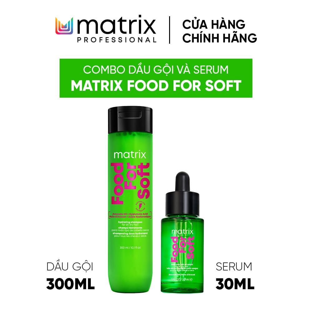  BỘ DẦU GỘI 300ML VÀ TINH CHẤT DÀNH CHO TÓC KHÔ VÀ DỄ GÃY MATRIX FOOD FOR SOFT 30ML - D27 