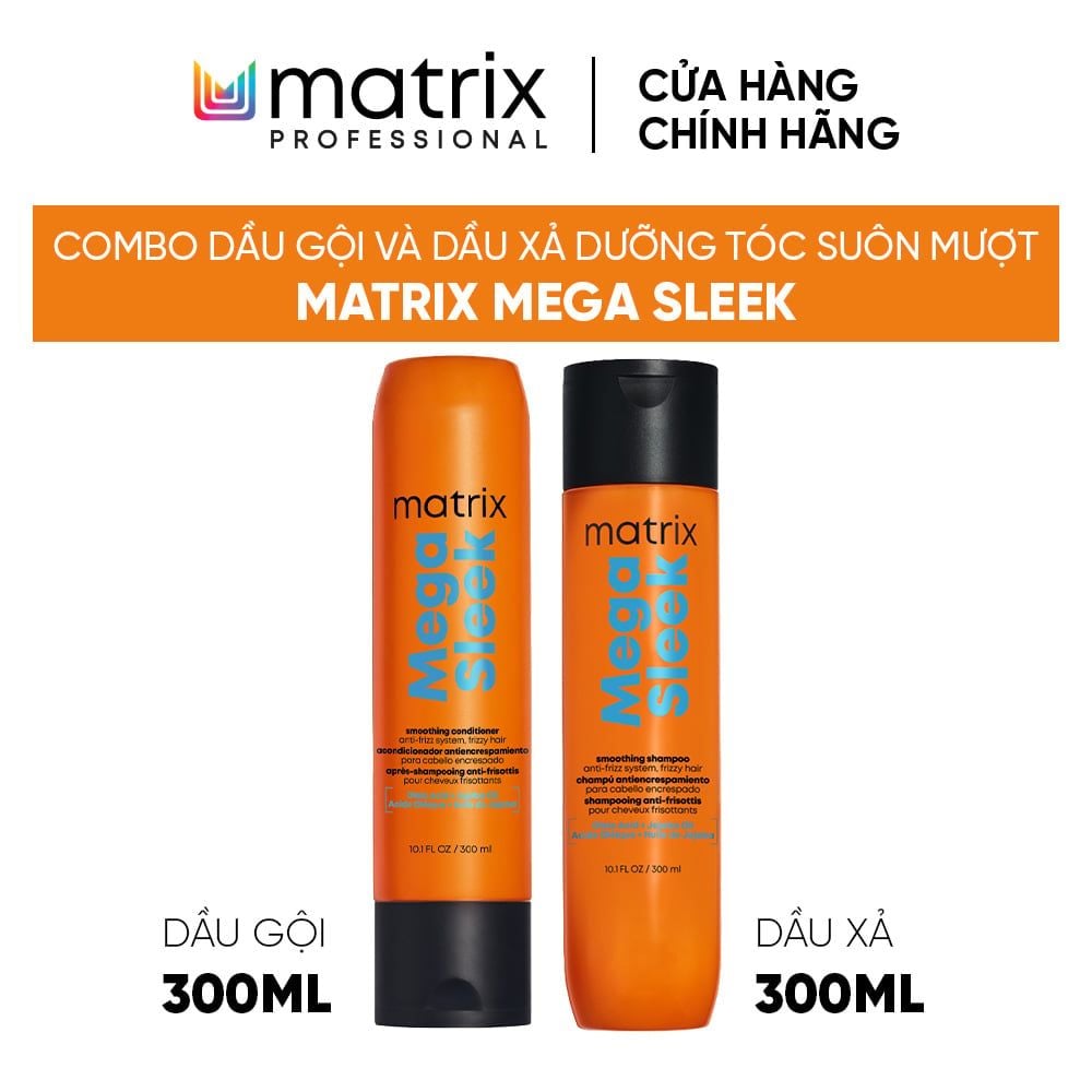  BỘ DẦU GỘI VÀ DẦU XẢ GIẢM XƠ RỐI CHO TÓC MATRIX MEGA SLEEK 300ML - D25 