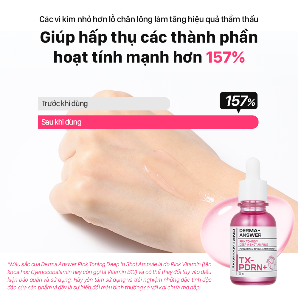  DEAL 55: MỚI RA MẮT - TINH CHẤT VI KIM DƯỠNG SÁNG HỒNG DA CNP DERMA ANSWER PINK TONING AMPOULE 30ML 