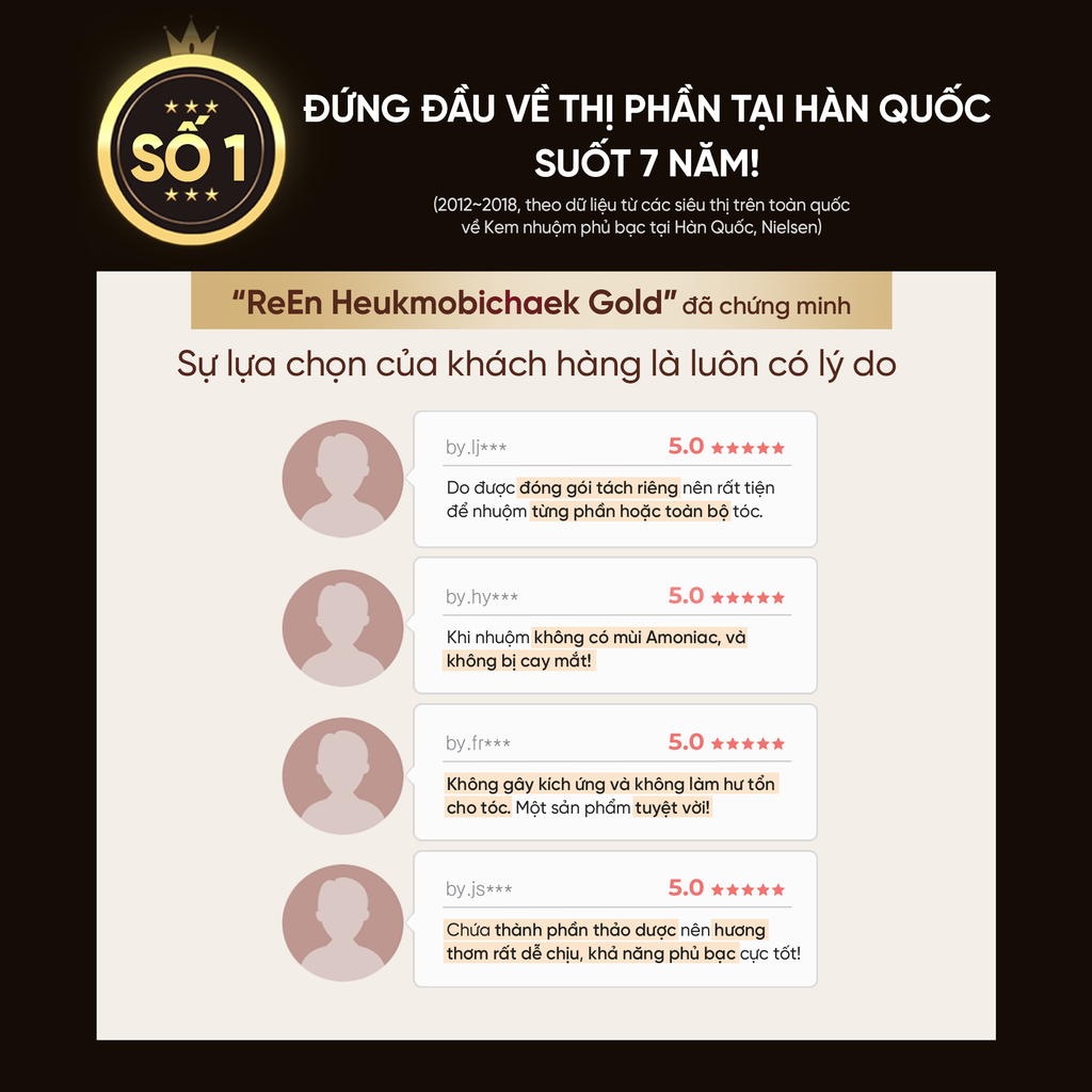  KEM NHUỘM TÓC PHỦ BẠC CAO CẤP REEN HEUKMOBICHEAK ORIENTAL 90GR 