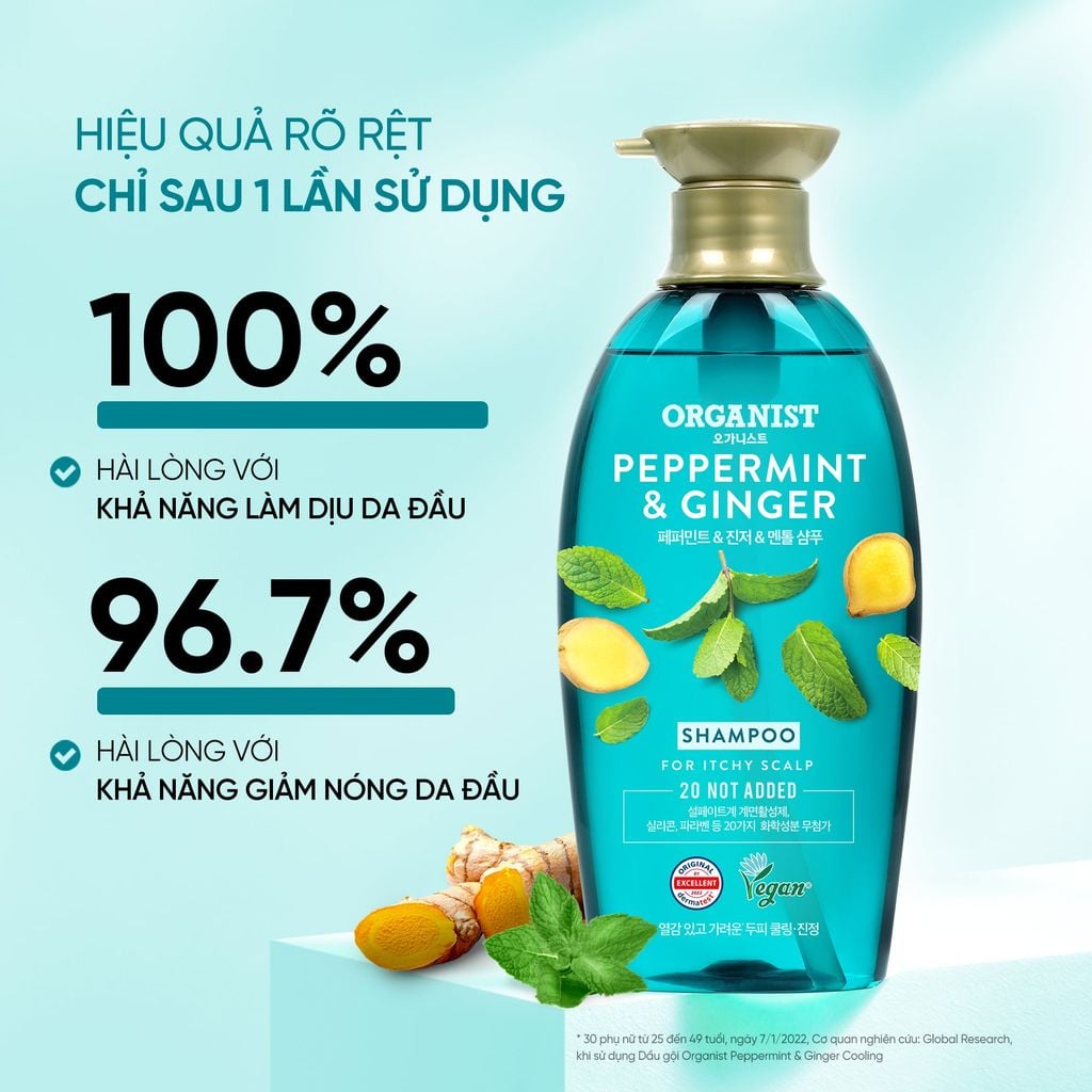  COMBO 2 DẦU GỘI THUẦN CHAY ORGANIST GỪNG & BẠC HÀ 550ML 