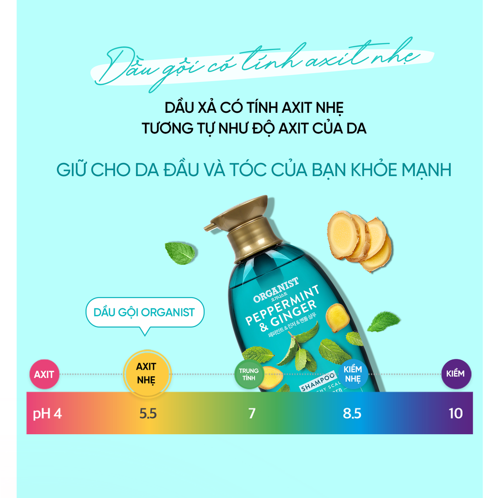  COMBO 2 DẦU GỘI THUẦN CHAY ORGANIST GỪNG & BẠC HÀ 550ML 