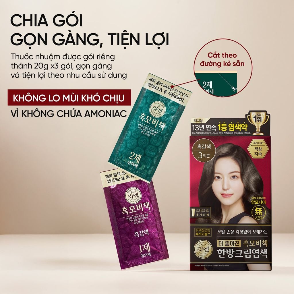  COMBO 2 KEM NHUỘM TÓC PHỦ BẠC THẢO MỘC REEN HEAUKMOBICHEAK CREAM 120G 