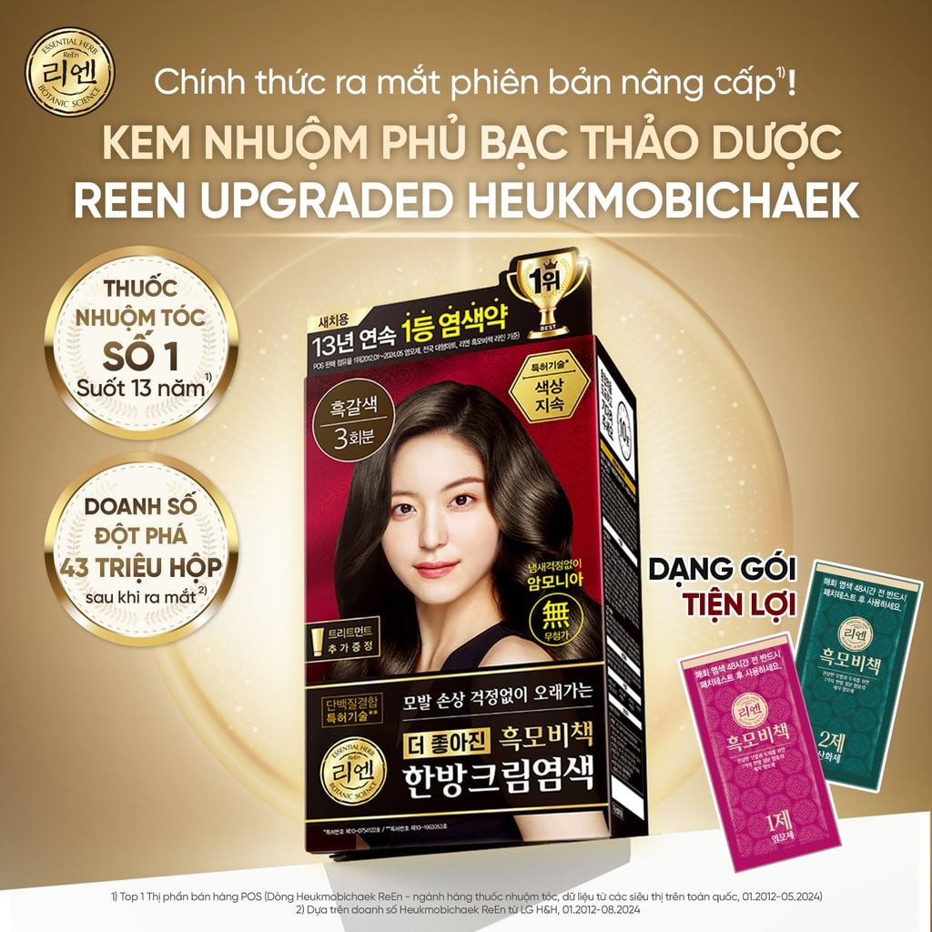  COMBO 2 KEM NHUỘM TÓC PHỦ BẠC THẢO MỘC REEN HEAUKMOBICHEAK CREAM 120G 